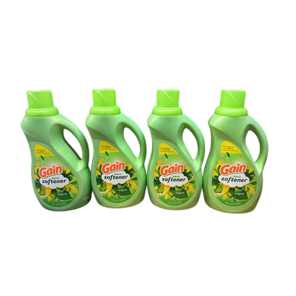 LOT OF 4 - GAIN FABRIC SOFTENER 60 loads 1.53L - TOTAL 240 LOAD LIQUID SOFTENER